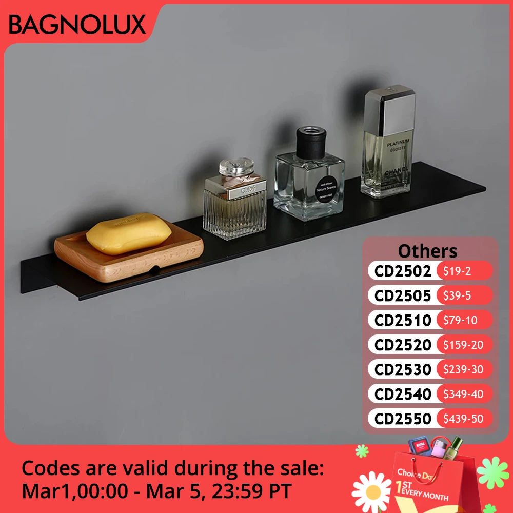 Étagère de rangement en alliage d'aluminium noir et blanc, dispositif mural de cuisine, salle de douche, chambre à coucher, accessoires de salle de bain, étagère d'organisation