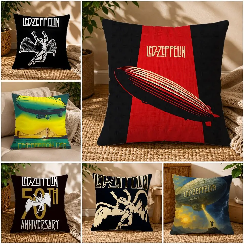 Band-Led ZeppelinS Kissenbezug, weicher, kurzer Plüsch-Kissenbezug mit Reißverschluss, 40/45/50 cm, quadratisches Dekor für Sofa und Zuhause