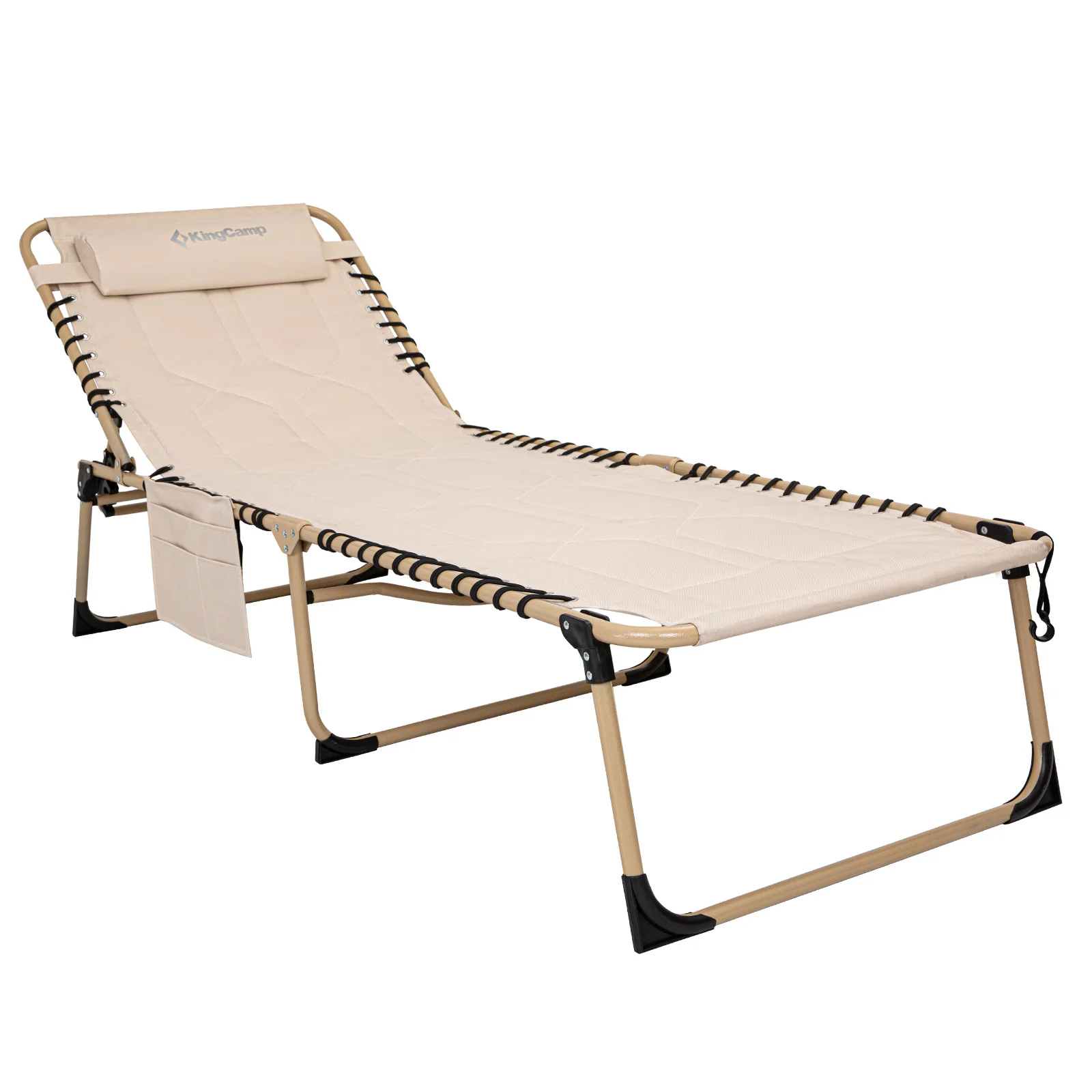 KingCamp oversized upholstered deck chair, outdoor terrace, beach lawn, sunbathing pool, with pillow storage straps, adjustable