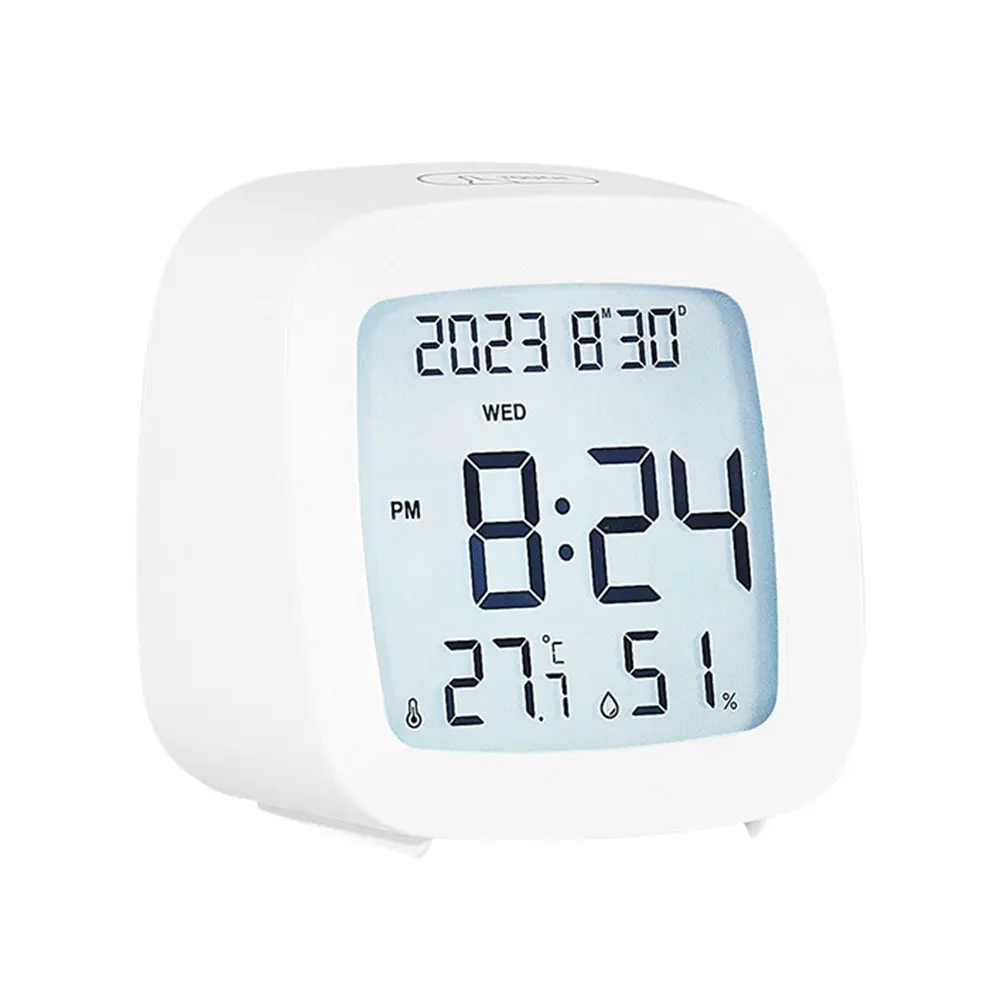 Digital Alarm Clock with Indoor Temperature Humidity Digtial Calendar Clock Battery Operated Portable Table Clock LCD Display