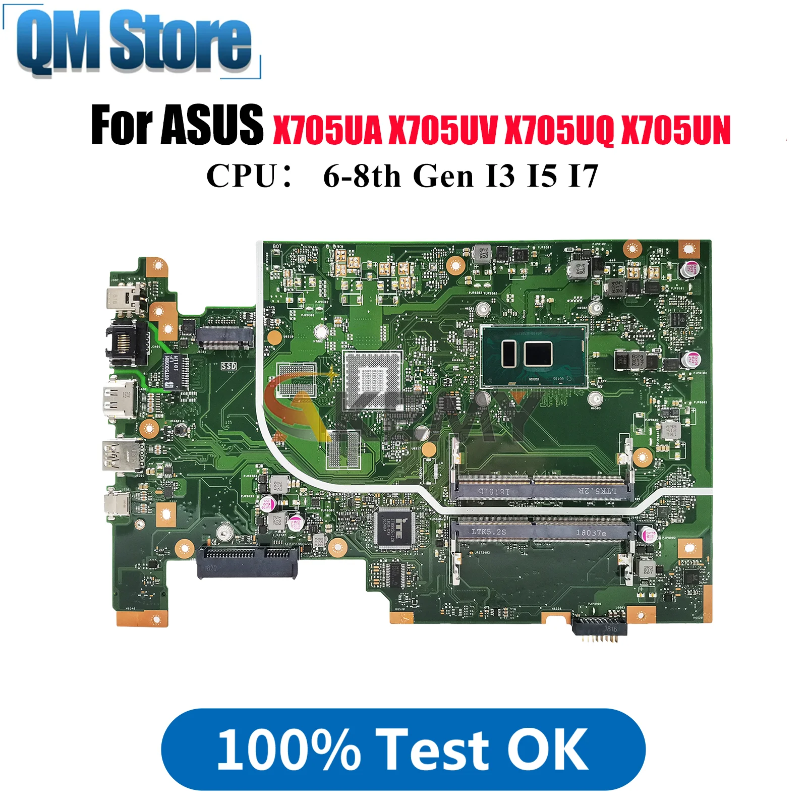 X705UA Laptop Motherboard For ASUS VivoBook X705UF X705UBP X705UN X705UQ X705UNR X705UB X705U X705UV Mainboard With I3 I5 I7 CPU
