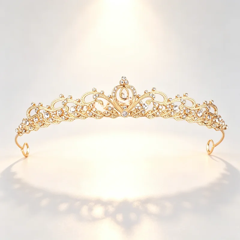 Vintage Gold Crystal Rhinestone Tiara for Women, Hollow Alloy Wedding Bridal Crown, Princess Headpiece for Wedding Prom Birthday