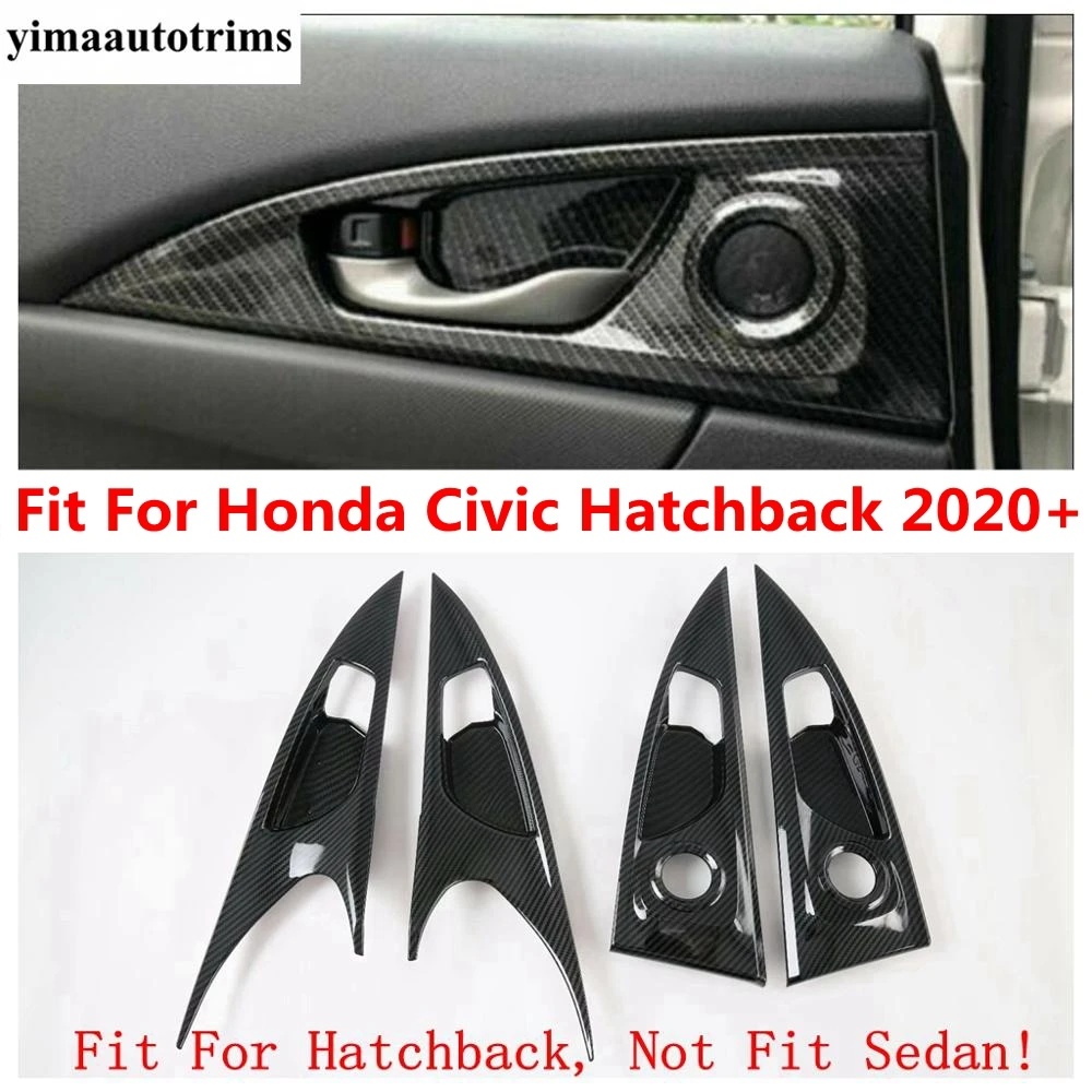 

Car Inner Door Armrest Handle Bowl Frame Decoration Cover Trim For Honda Civic Hatchback 2020 2021 ABS Carbon Fiber Accessories