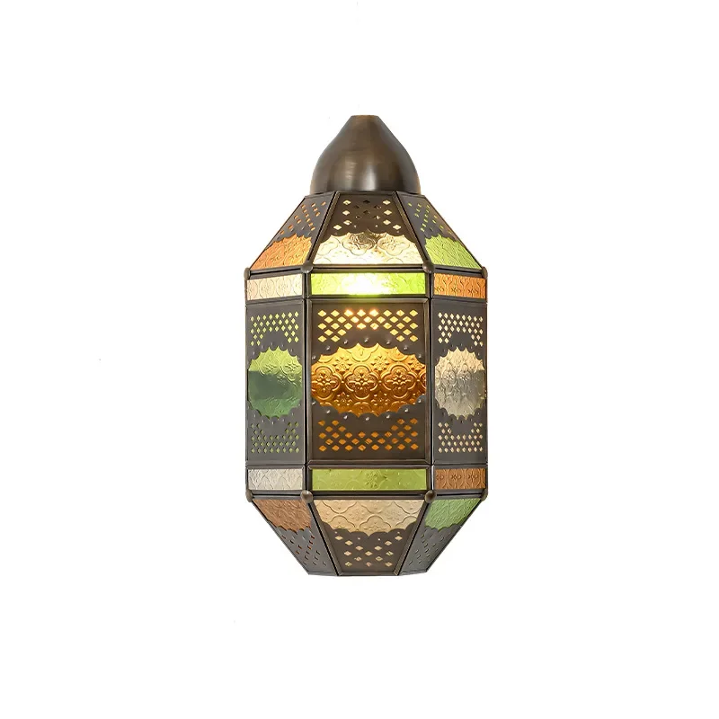 Islamic style decorative wall lamp, Indian Arabic copper hollow art luminous wall lamp
