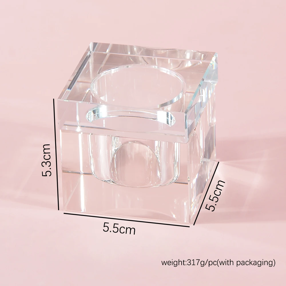 Crystal Glass Transparent Square Acrylic Powder Liquid Nail Cup Dappen Dish Lid Bowl Cup Holder nail supplies for professionals