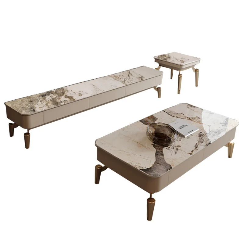 

Light luxury rock slab TV cabinet coffee table combination modern simple size