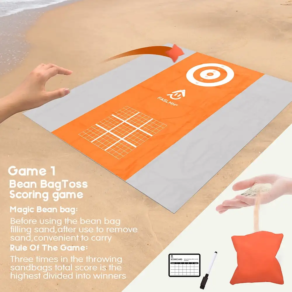 9.2 x 9.8 Ft Oversized Beach Mat, Waterproof Sandproof Portable Picnic Blanket with Storage Bag, for Outdoor Gear Travel Camping