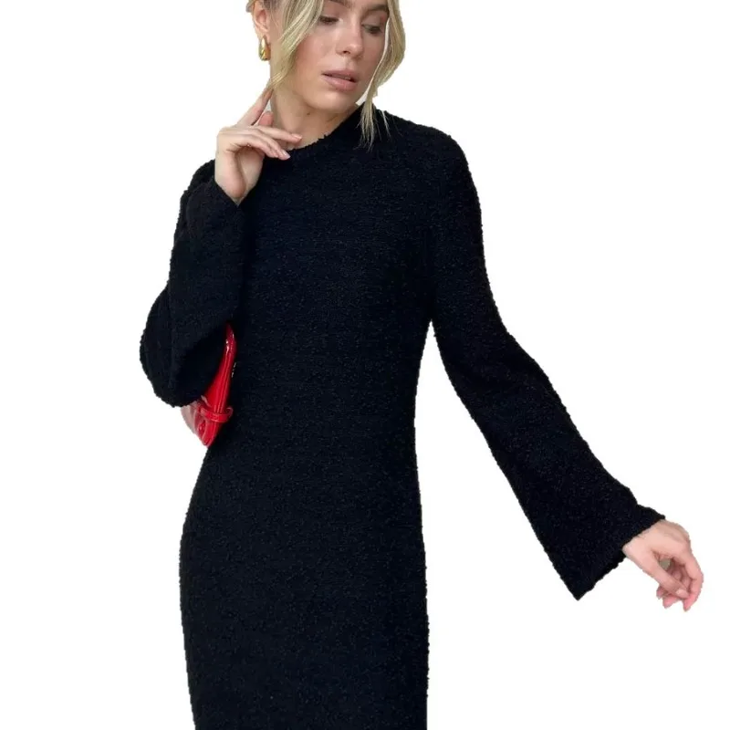 فستان طويل محبوك فضفاض كبير الحجم