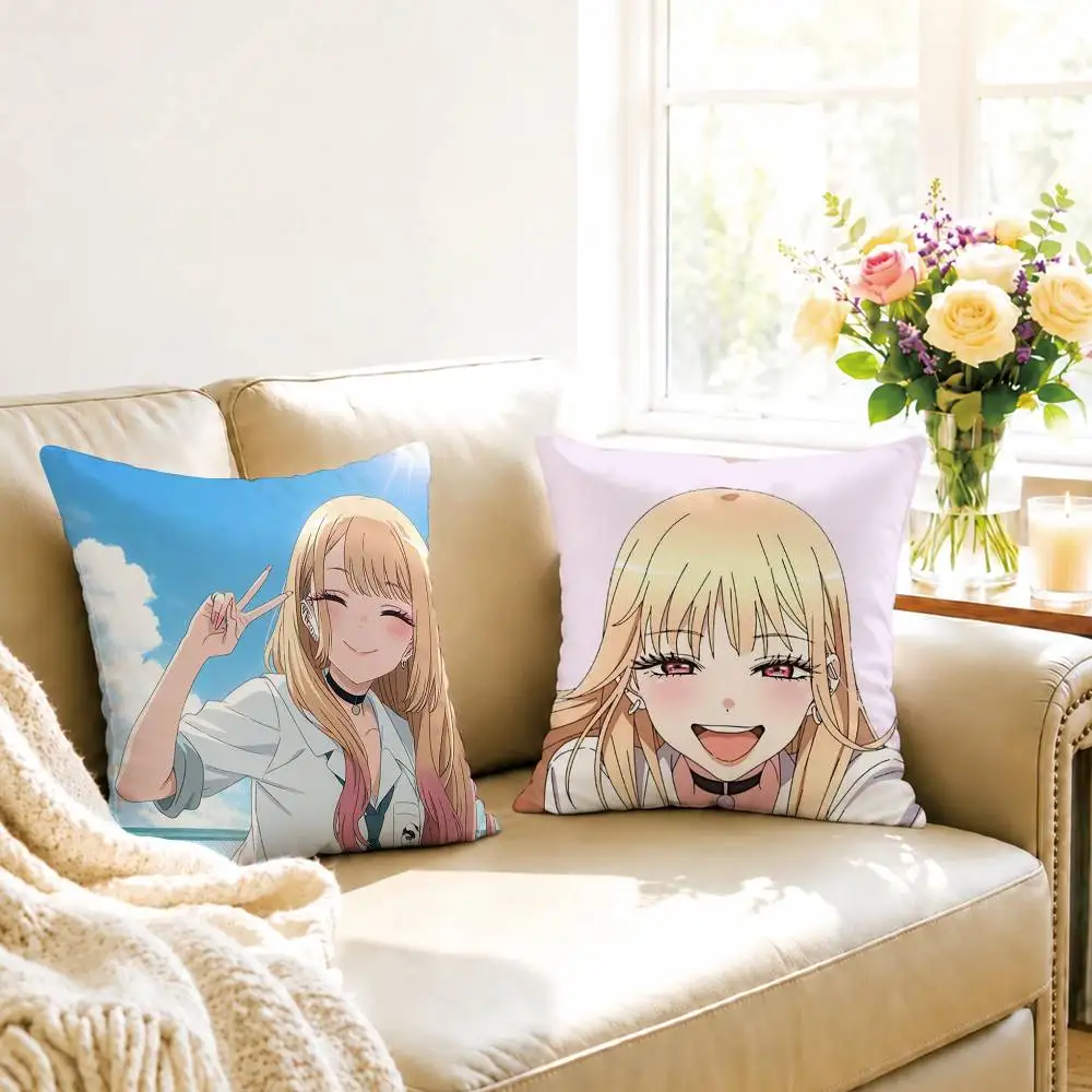 Anime My Dress-Up Darling Marin Kitagawa Pillow Case Square Double-Sided Sofa Cushion Cover Bedroom Bedside Pillow Gift