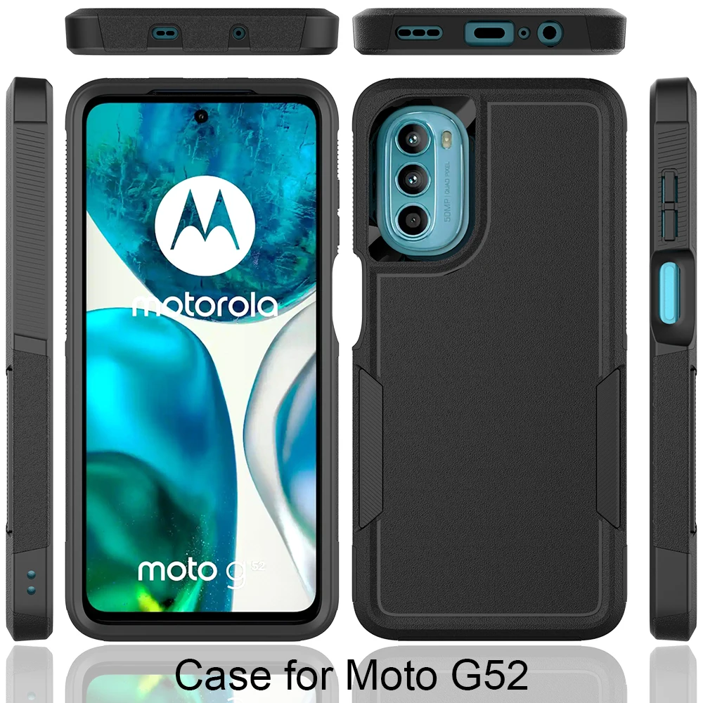 Fashion TPU/PC Case for Motorola Moto G52 / Moto G82 Shockproof Phone Cover Hybrid Armor Shell 2IN1 Dual Layer Protection