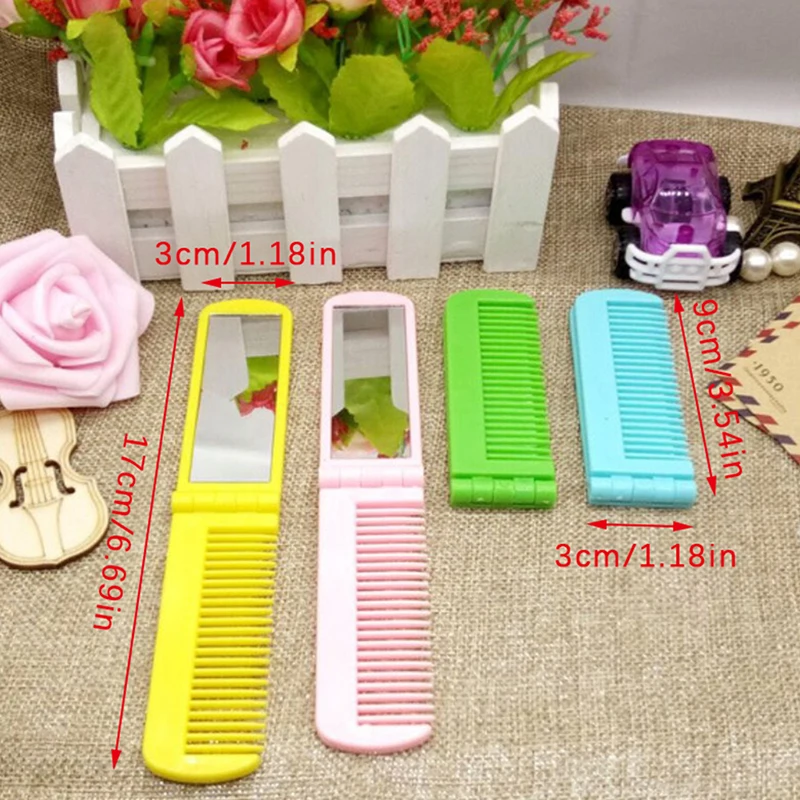 Professional Folding Hair Comb Travel Hair Comb Portable Fold Hair Brush Mirror Compact Pocket Size Purse Travel Comb