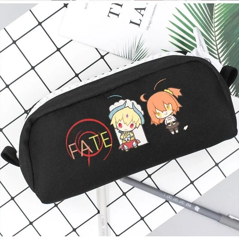 سحاب كبير، أسود أبيض 21 × 5.3 × 10 سم، مصير، حقيبة أقلام مقلمة أنيمي، مقلمة للطلاب والأطفال والمراهقين، مستلزمات مدرسية للبنات والأولاد