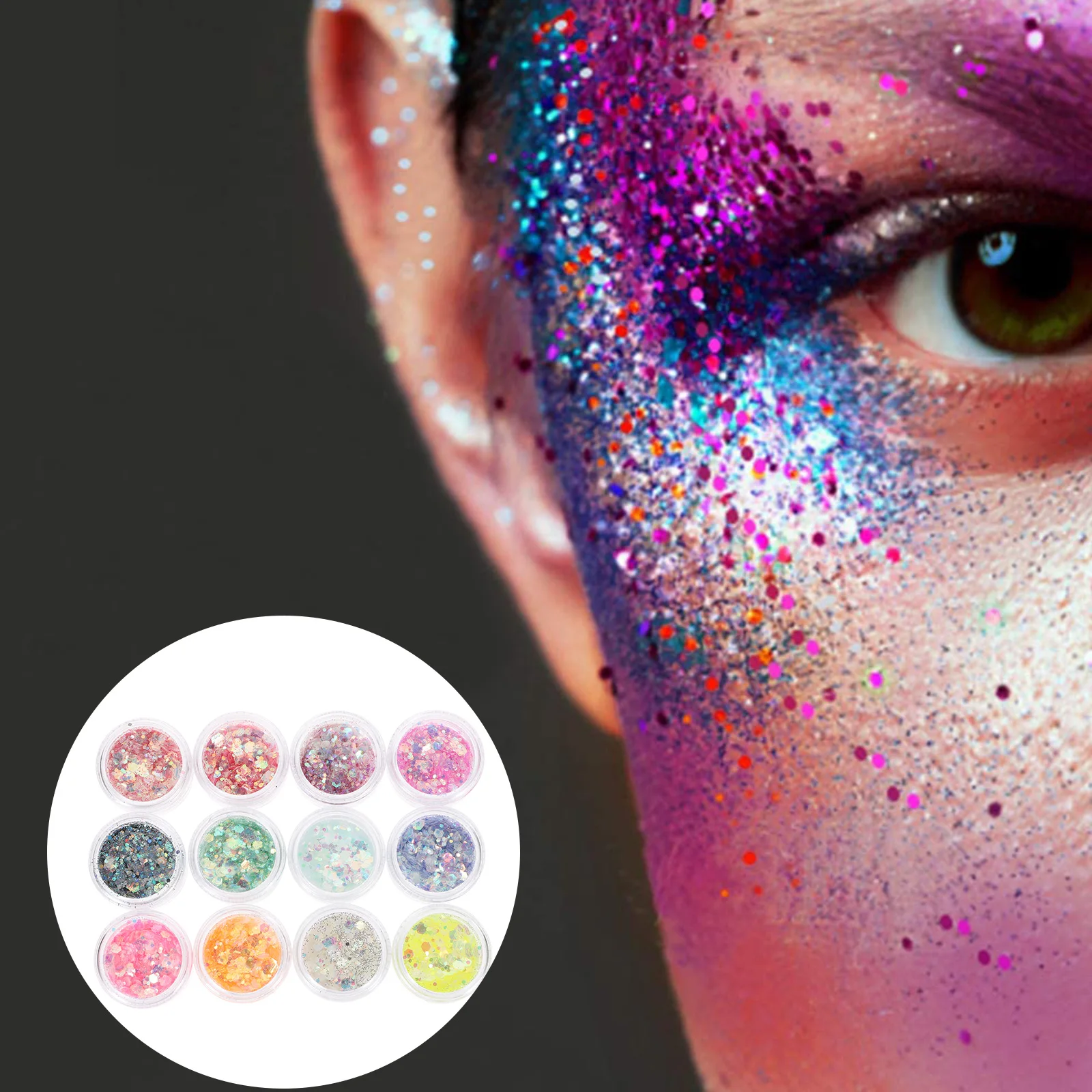 12 Boxes Night Glow Glitter Gel Body Face Hair Nail Festival Makeup Supplies Body Glitter Gel Festival Accessories