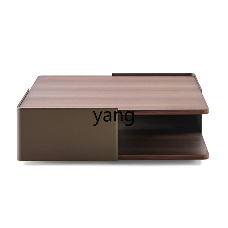 

LMM Light Luxury Coffee Table Minimalist Modern Simple Creative Saddle Leather Home Tea Table