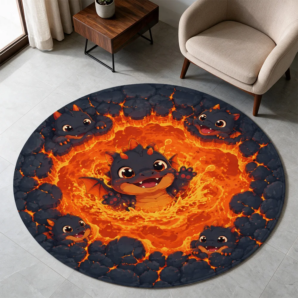 Cute Cartoon Dragon Family Play Rug for Kids Nursery Floor Mat Soft Washable Toddler Area Carpet