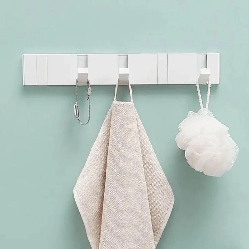 Perchero plegable para baño, estante de acero detrás de la puerta, organizador de ropa, almacenamiento de llaves, toallero, muebles