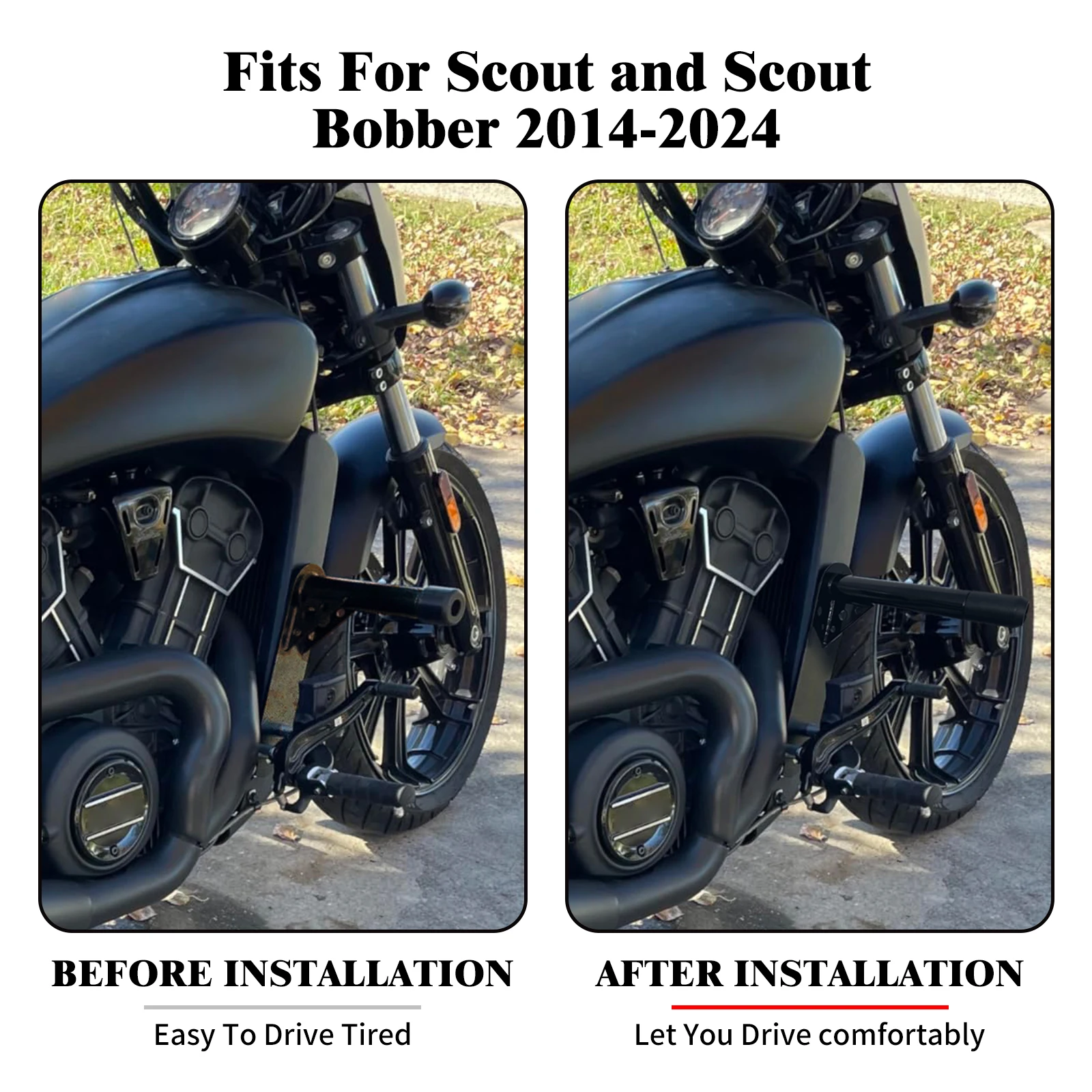 Motorcycle Front Highway Engine Guard Crash Bar Black Steel Bumper Falling Protector For Indian Scout and Scout Bobber 2014-2024