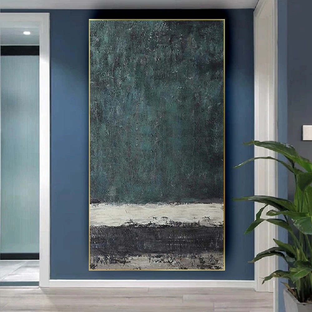 

Abstract Green Panel Drawing Thick Texture Wall Art Picture Handmade Modern Oil Painting Decor Living Room Exhibit Mural Artwork