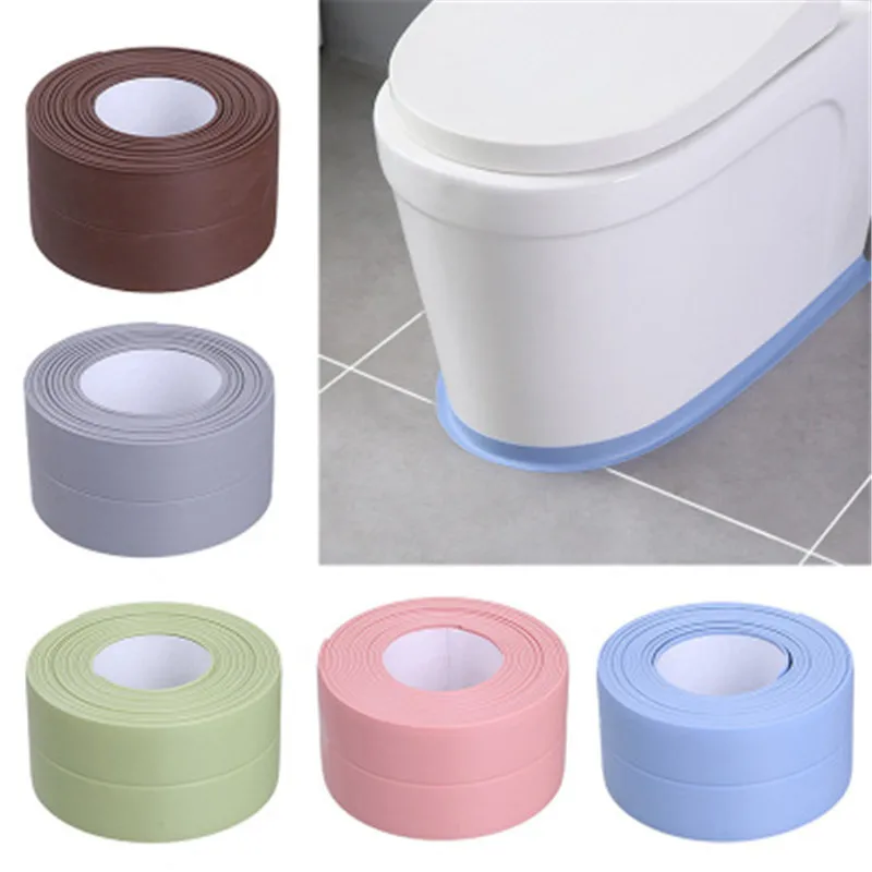 2pcs Sealing Caulk Strip Tape PVC Self adhesive Waterproof Shower Sink Bath Edge Wall Sticker For Kitchen Bathroom Bathtub Floor