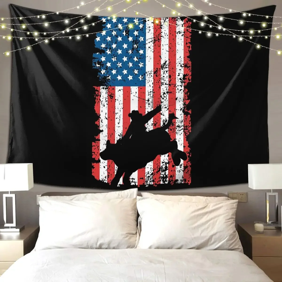 

Bull Rider, Rodeo, American Flag Tapestry Art Wall Hanging Aesthetic Home Decor Tapestries for Living Room Bedroom Dorm Room