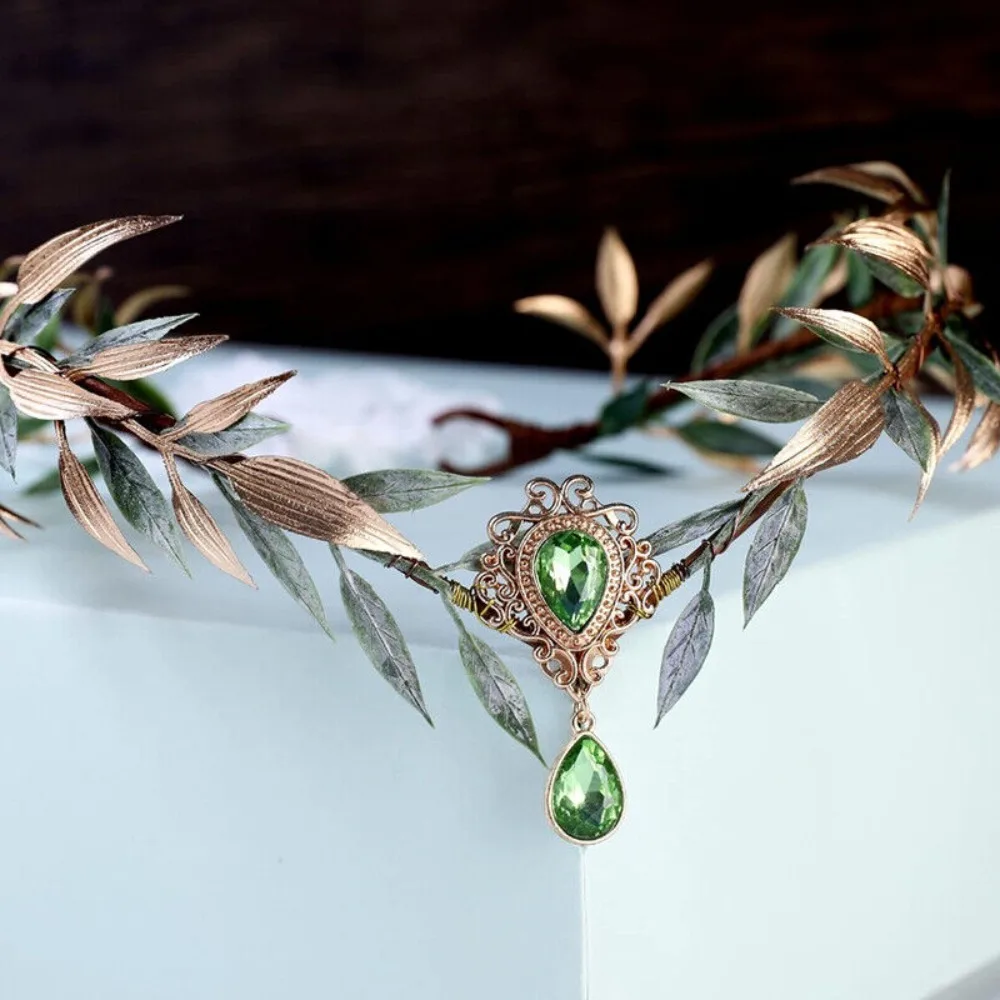 1pcs Handmade Fairy Flower Headband - Elf Crown Woodland Headpiece Forest Leaf Circlet Elven Wreath for Women Girls Renaissance