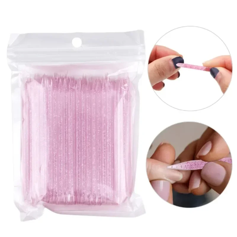 100Pcs Double Sided Nail Art Cuticle Pusher Remover Tool Reusable Crystal Manicure Stick Pedicure Nails Care Nail Art Tools