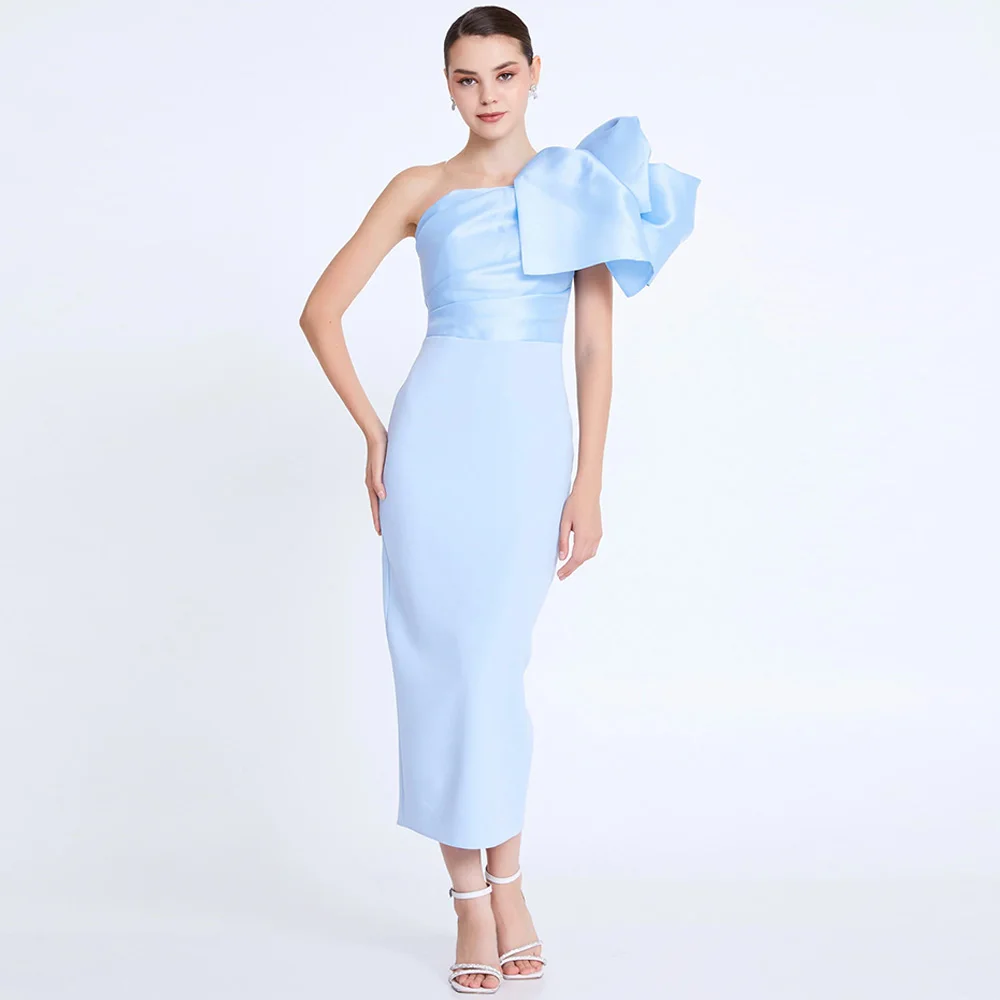 

Customized Graceful Satin aand Jersey Evening Dress One Shoulder Celebrity Gowns Fashion Mermaid Zipper Back Party Dress