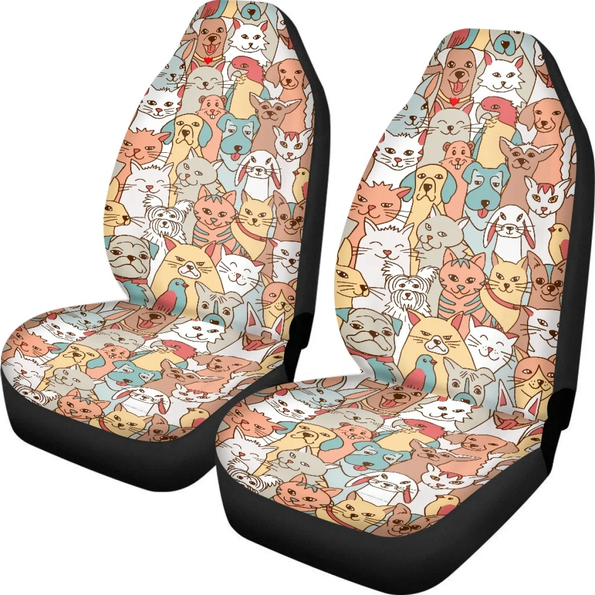 Autos itz bezüge Set Unisex niedlich bunt Cartoon Hund Muster weich Auto Front Set Universal Fit Fahrzeug LKW Van Auto Zubehör