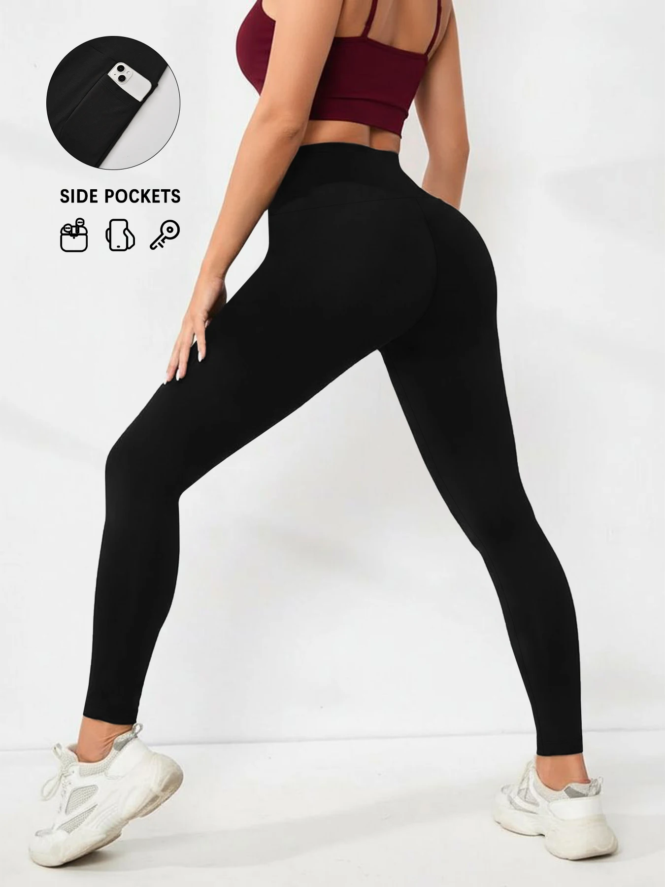

Super Soft Sports Leggings With Pockets For Women High Waisted Workout Yoga Running Push Up Gym Fitness Tight Pants Women's
