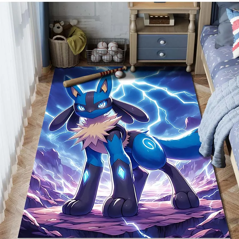 Game Pokémon Pikachu Lucario Print Carpet Rug for Living Room Bedroom Sofa Decor Kids Play Mat Home Area Rug Non-slip Floor Mat