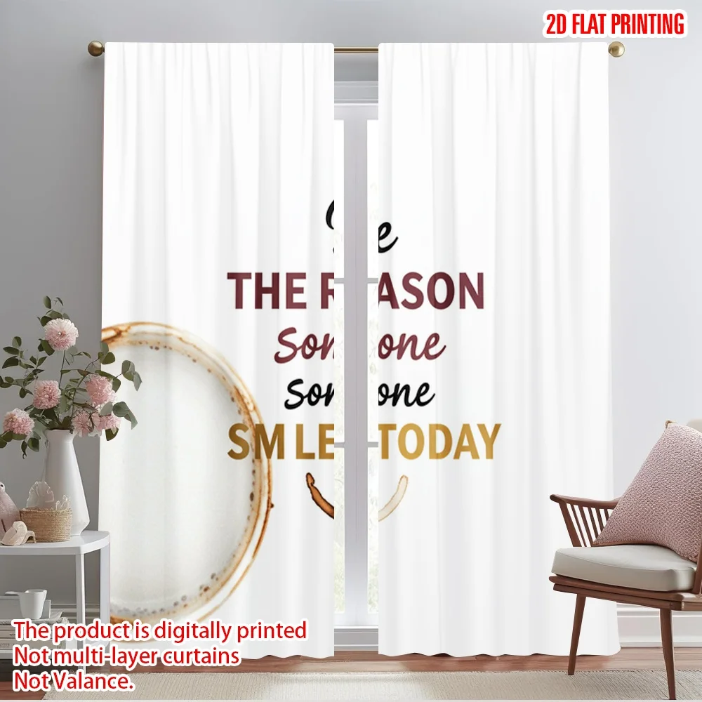 

2pcs 2D flat printing Drapes Be a reason someone smiles today Polyester Without Electricity 0 Perfect for Indoor Celebrations