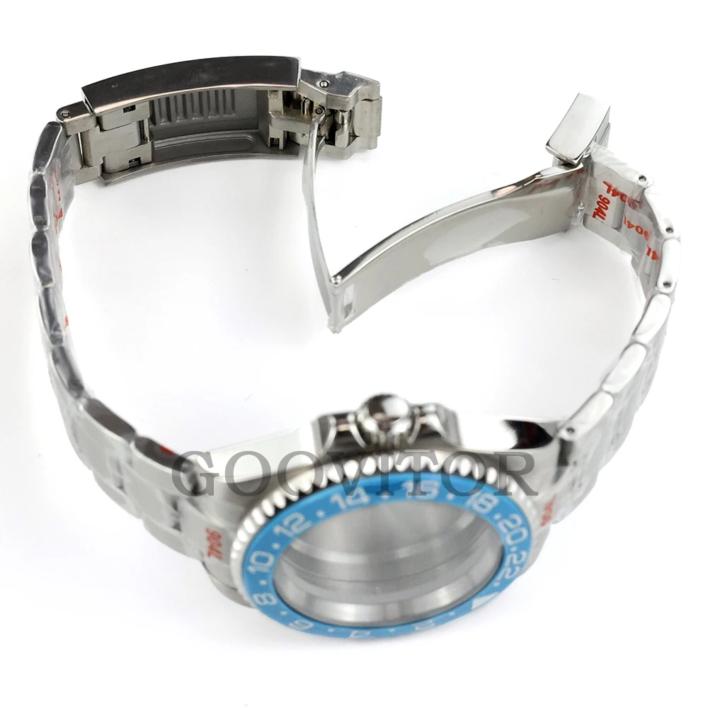 Ice blue Ceramic bezel 40mm Watch Case Waterproof Fit NH35 NH34 NH36 NH38 Movement Oyster Bracelet SUB GMT Case Watch Accessory