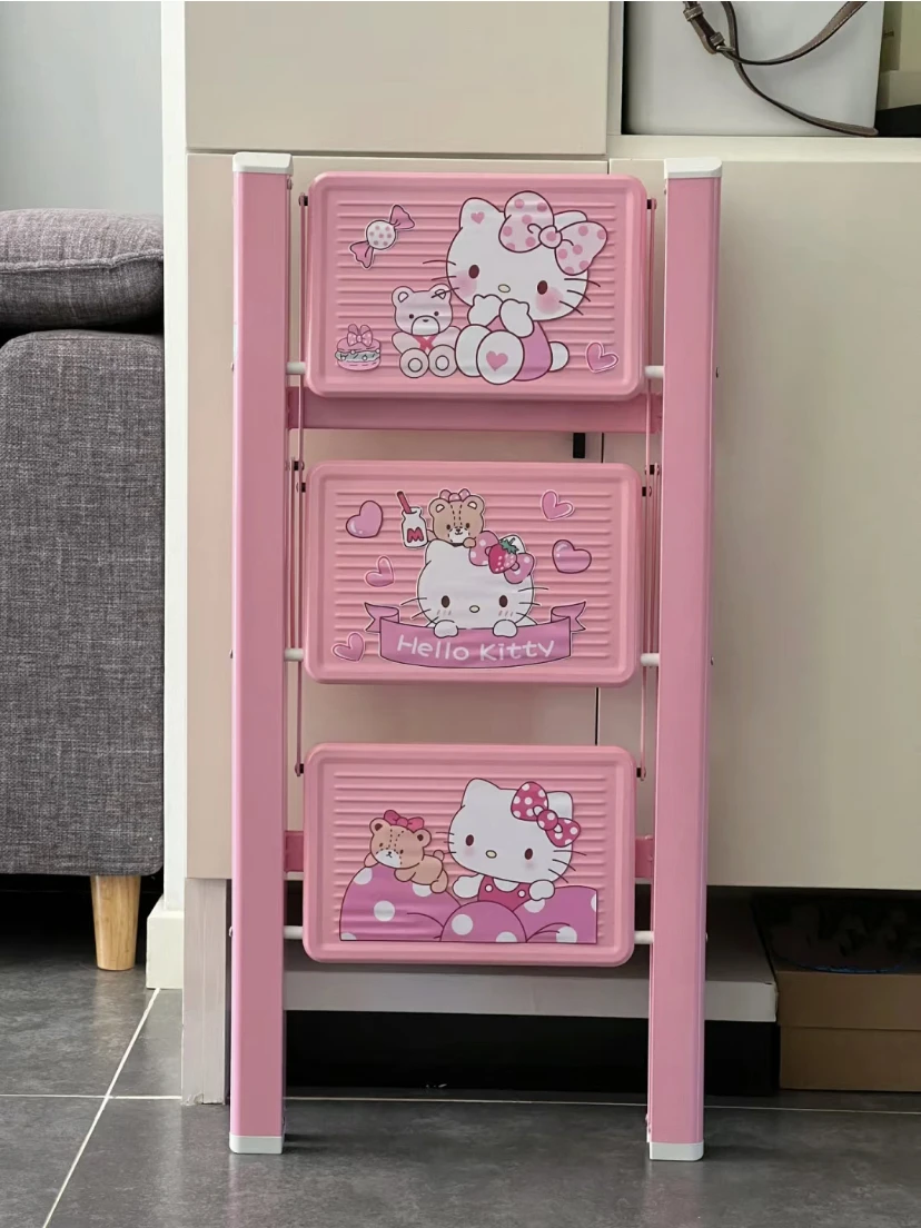 Adjustable Folding Frame Ladder ，Multifunctional Household Stepwith Plant Stand Shelf,Sturdy Display Rack for Storage Decoration