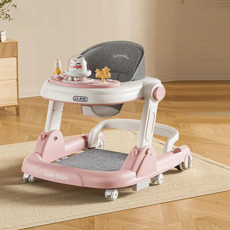 Multi-functional Anti-rollover Baby Walker Folding Activity Walker Baby Can Sit Push Learning Driving Baby Trolley 6-18 Months