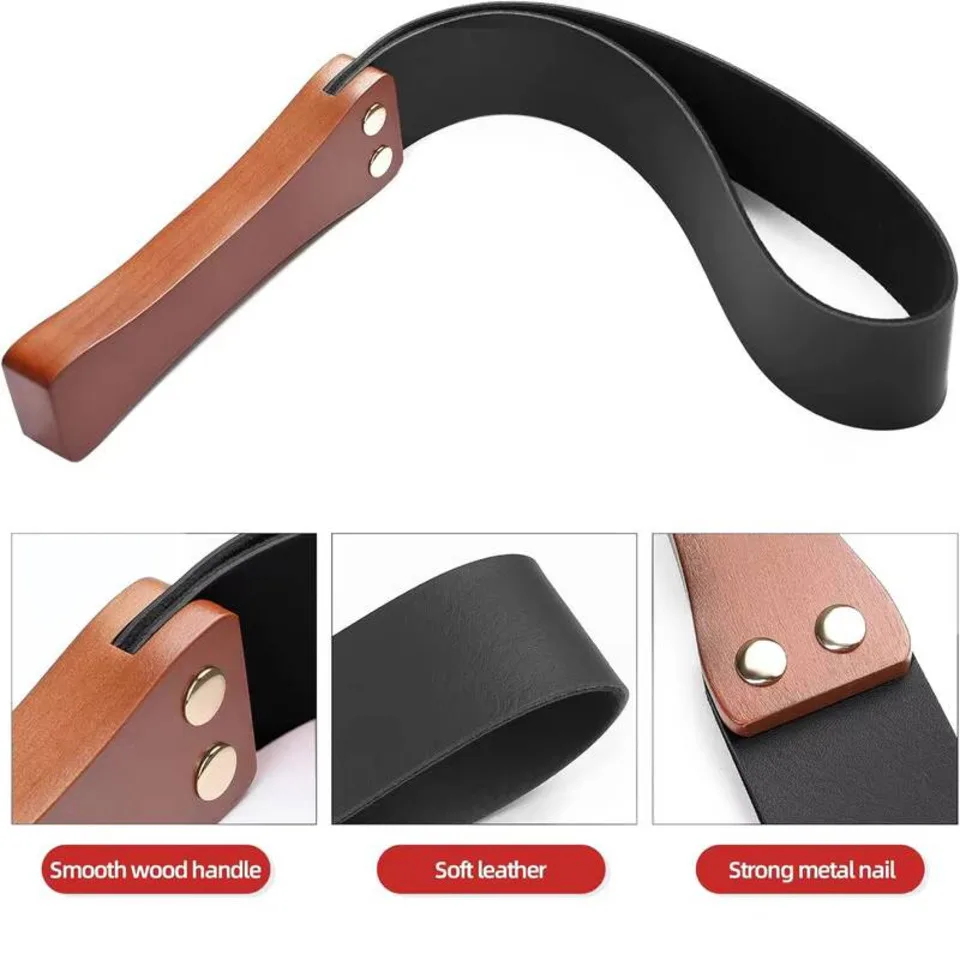 Flogger Leather Bdsm Sex Whip Wooden Handle Spanking Paddle Adult Sex Toys For Women Bondage Restraints Whips Sex Shop 2