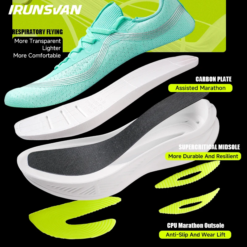 IRUNSVAN Sneakers da uomo con piastra in carbonio Scarpe da corsa professionali per maratona Scarpe da uomo di alta qualità Scarpe sportive comode