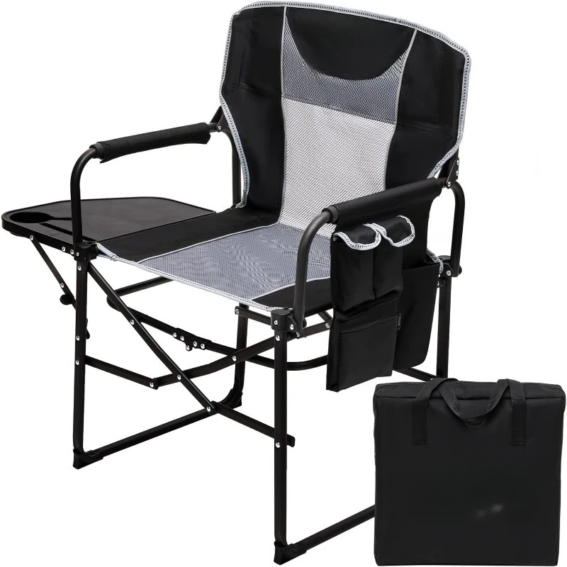 

Camping Directors Chair, Heavy Duty,Oversized Portable Folding Chair with Side Table, Pocket for Beach, Fishing,Trip,P