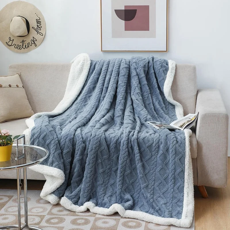 Thickened Coral Flannel Sofa Nap Blanket Office Shawl Air Conditioning Blanket Lamb Wool Blanket For Beds Household Pet Blanket