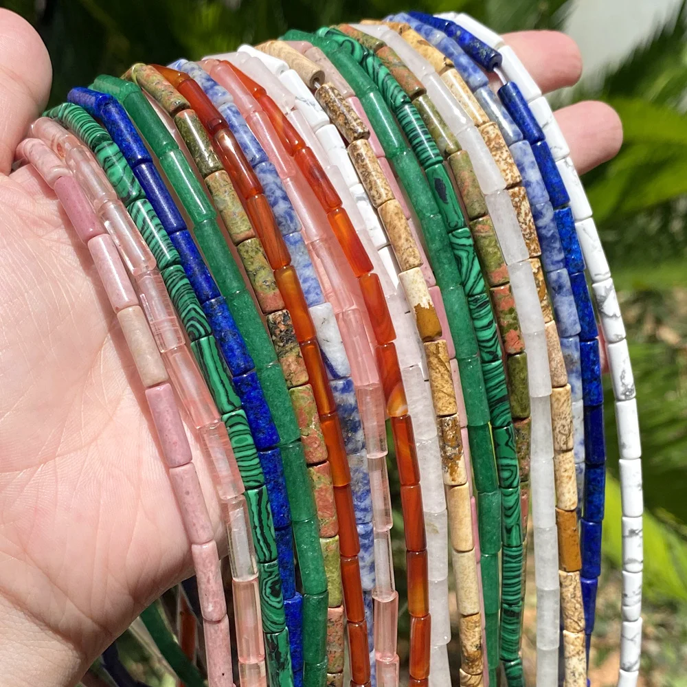 4×13mm Natural Stone Lapis Lazuli Malachite Howlite Tube Beads for Jewelry Making DIY Bracelets Necklace Accessories 15