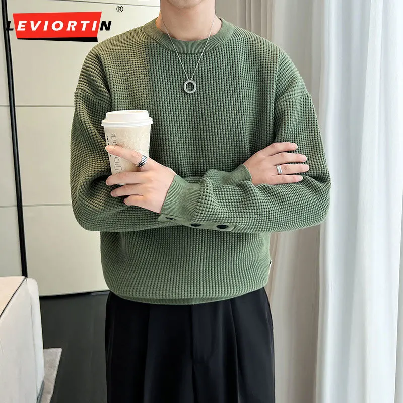 

Autumn And Winter Fashion Edition Casual Fashion Sweater Men's Long sleeved Solid Color Round Neck Casual Knitted Pullover Top