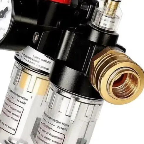 1/4in Compressed Air Pressure Regulator Water Separator Filter With Gauge For Pneumatic System AFC2000 Industrial Tool
