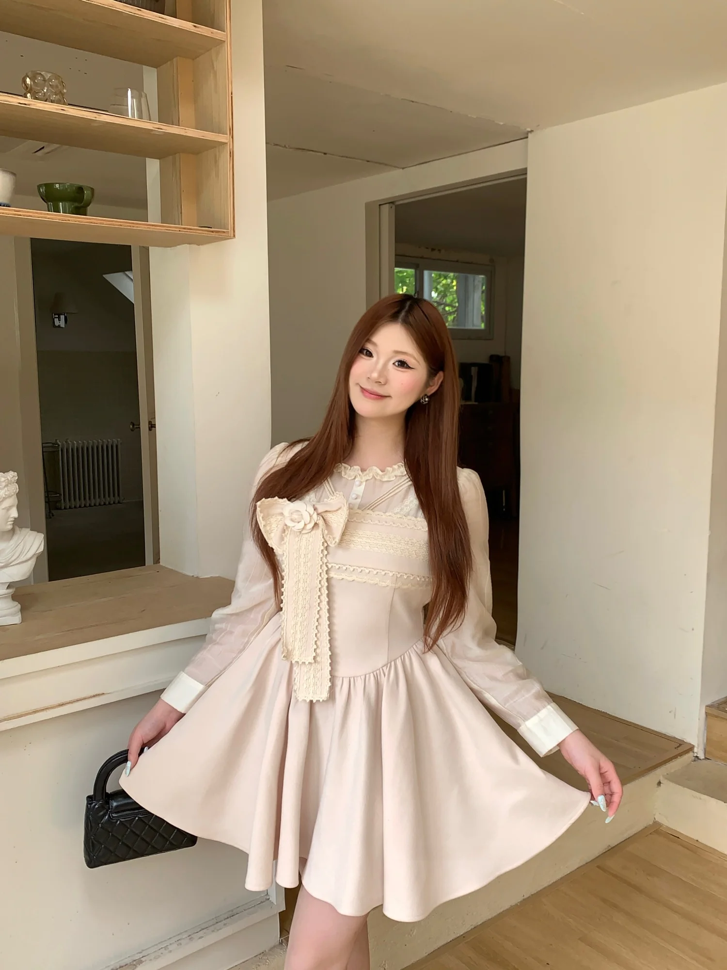 

·SOUL Confion Special Edition Long Sve Puffy Dr Женская юбка с завязками на талии, утягивающая, стройнящая, в стиле Sweet Sle