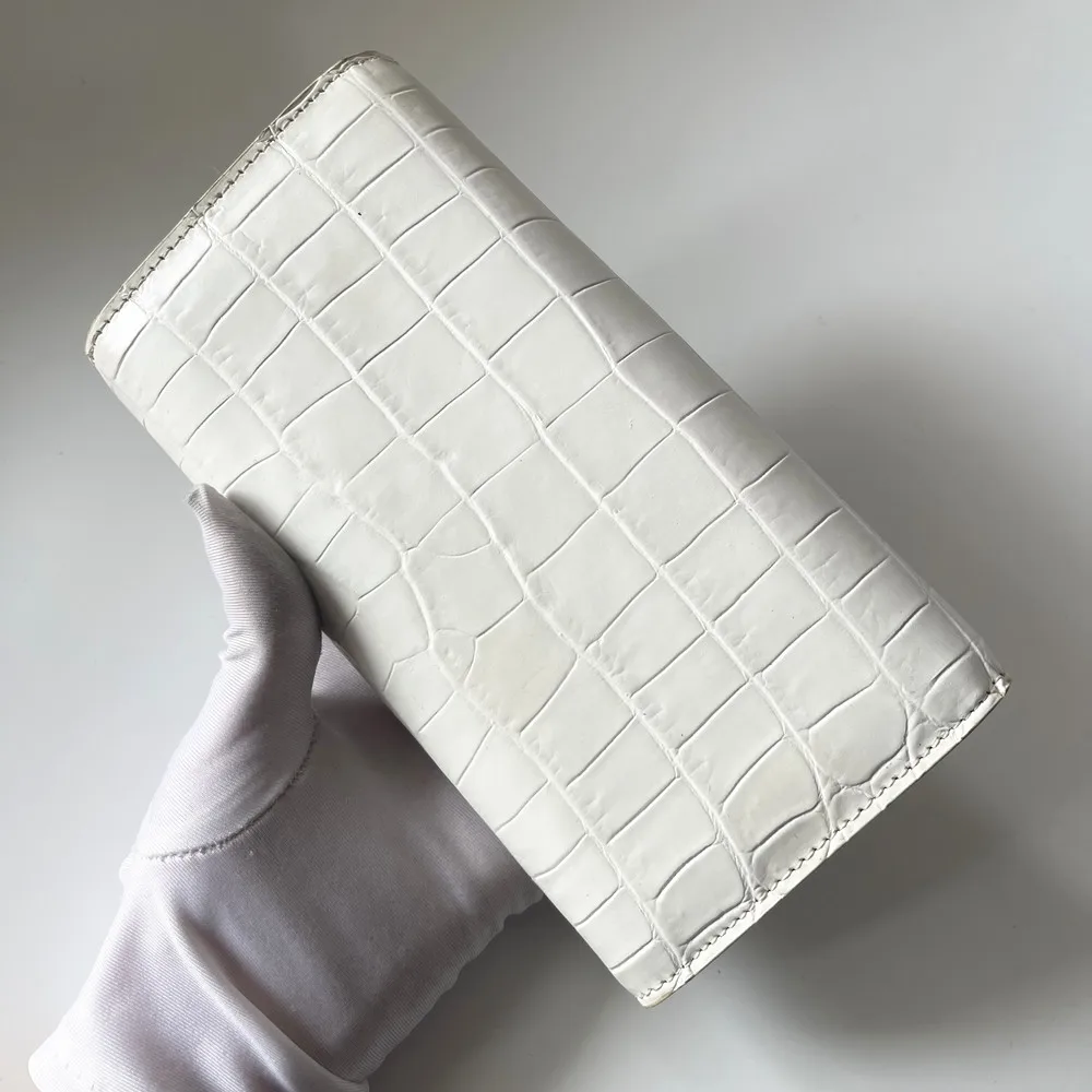 Exotic Style Real Crocodile Leather Women's Large Three-Fold Wallet Real Crocodile Leather Women's Long Handbag Card Bag