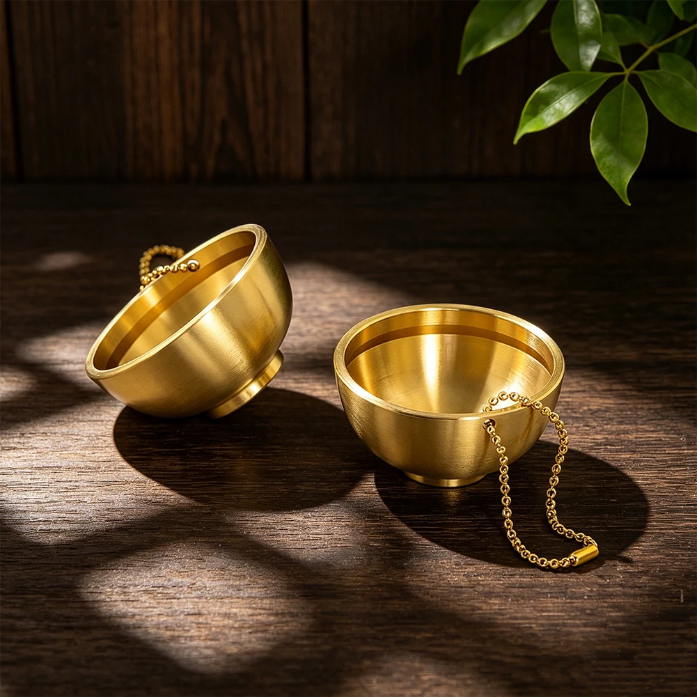 Wealth Attracting Mini Copper Bowl Key Chain, Pure Brass Treasure Bowl Key Pendant for Bag & Car Key Decor Lucky Gift