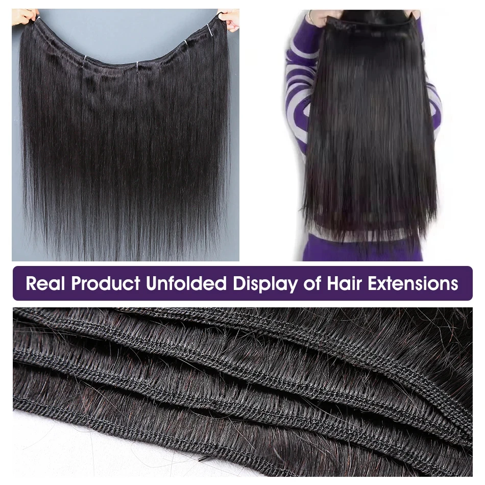Bone Straight Hair Bundles Protein Silk Soft Bundles Raw Human Hair Bundles 1 3 4 Bundle 28 30 40 Inch Virgin Straight Hair Extension For Women Sew In Quick Weave Bundle
