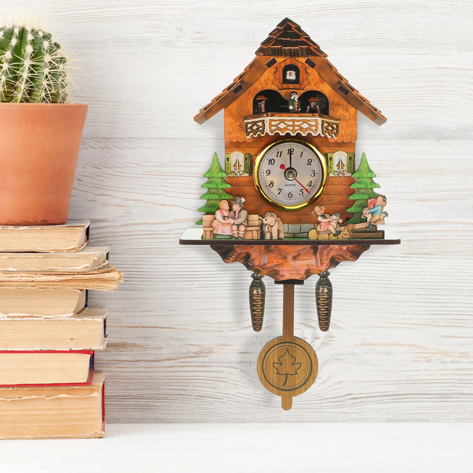

1Pcs Retro Cottage Wall Clock Wooden Hanging Clock Decorative Interior Design