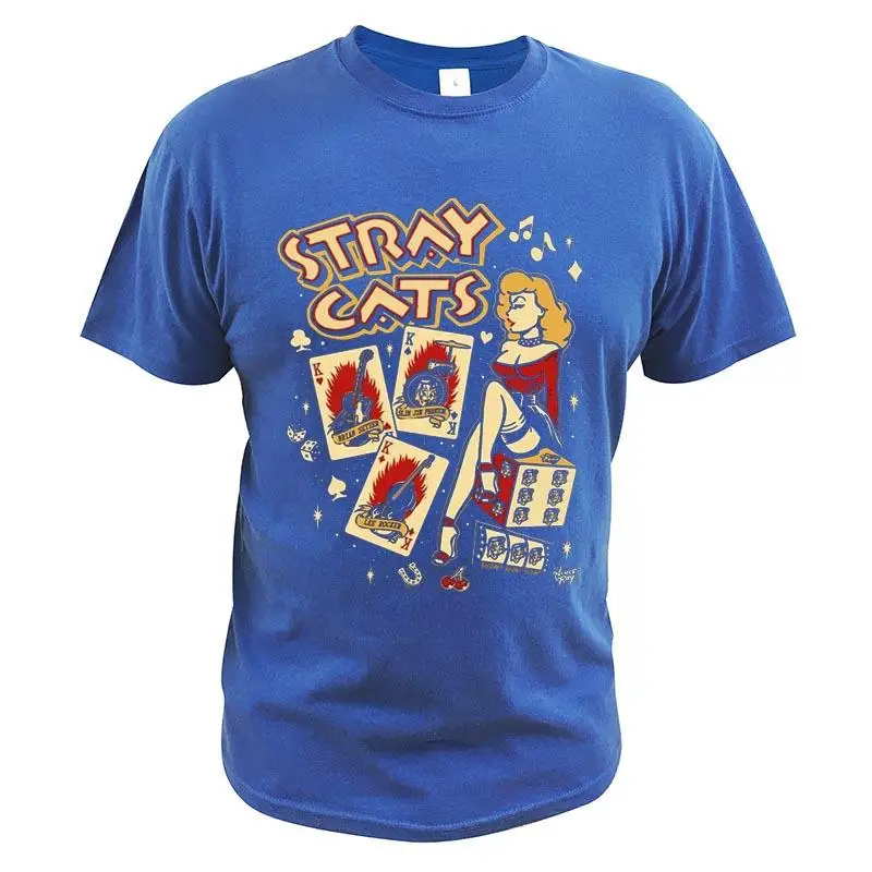 Stray Cats Rock Classic T-Shirt American Rockabilly Band Fans Hipster Streetwear Fashion Breathable Cotton Men T Shirts EU Size
