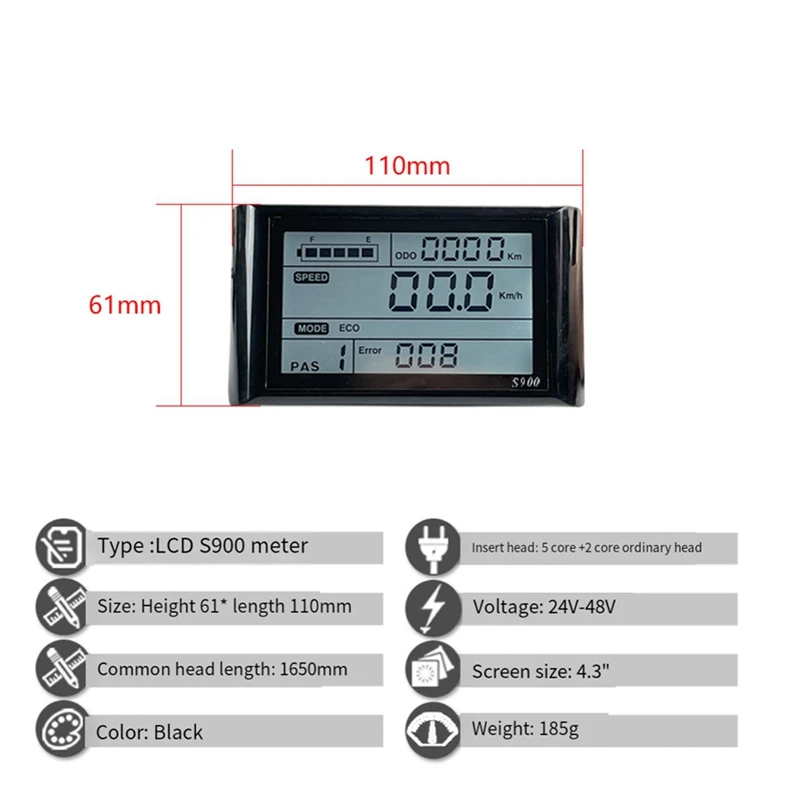 Electric Bicycle 36V 48V 52V 40A 3 Model Sinewave Controller S900 LCD Display For 1500W 2000W Ebike Parts Accessories