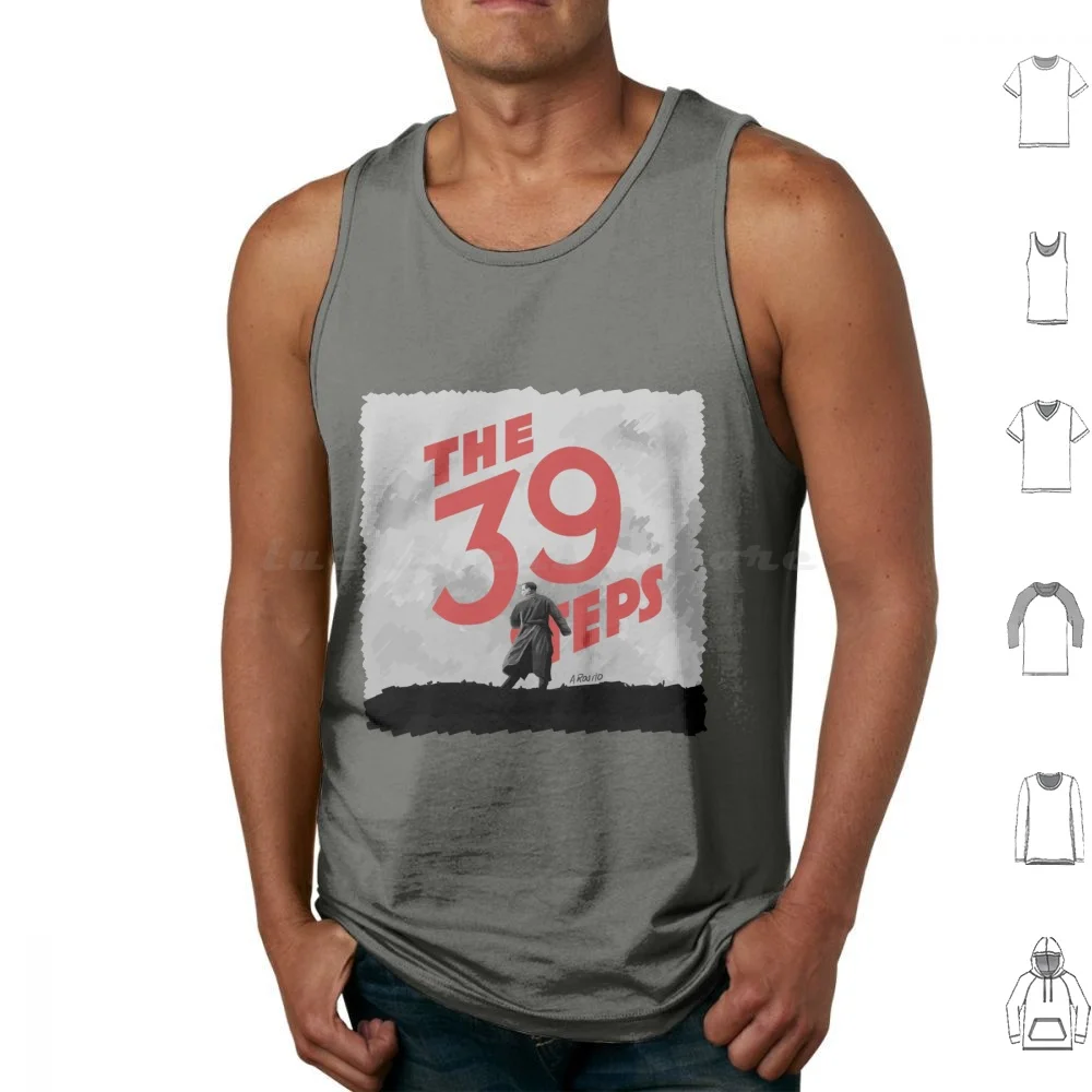 The 39 Steps Illustration-Alfred Hitchcock Tank Tops Vest Sleeveless 39 Steps Hitchcock Alfred Alfred Hitchcock Movies Cinema