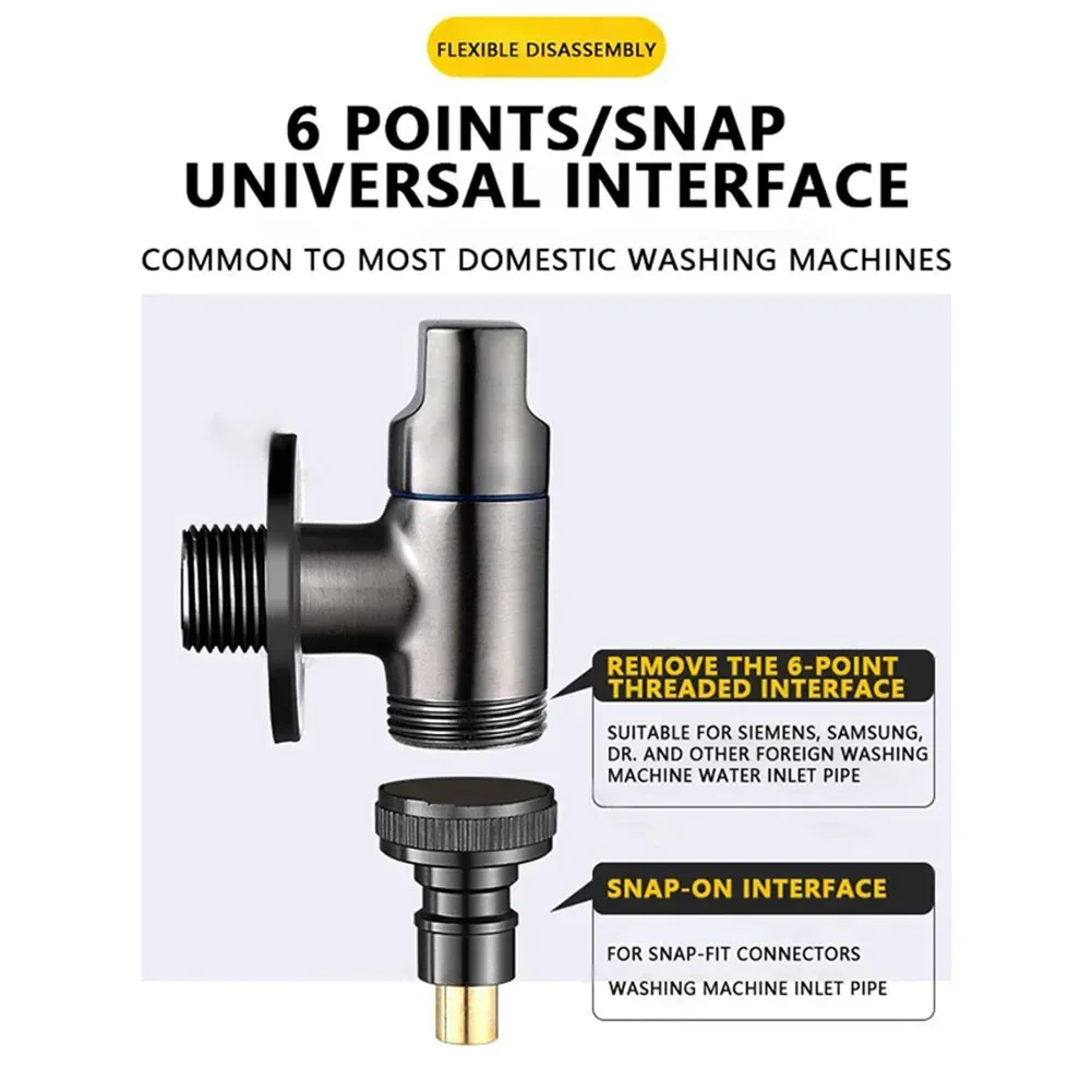 Multifunctional Washing Machine Faucet Water Stop Quick Opening Angle Valve G1/2 Wall Mounted Three-way Toilet Triangle Valve